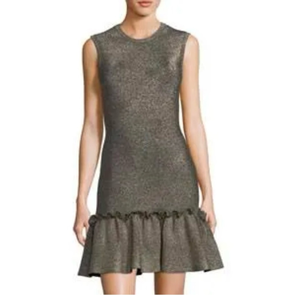 A.L.C $595 Retail Kilmer Crewneck Sleeveless Metallic Knit Dress, Size Large - Picture 3 of 13